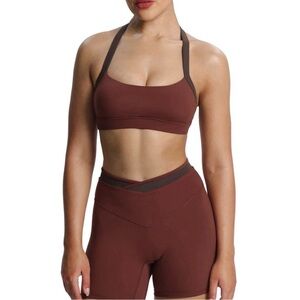 Aoxjox Women's Color Block Halter Workout Sport Bras Fitness Athletic Yoga Large